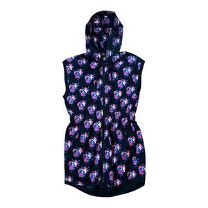 Stussy Hooded Dress Women's Size Medium Black Pattern Pockets Y2K Streetwear